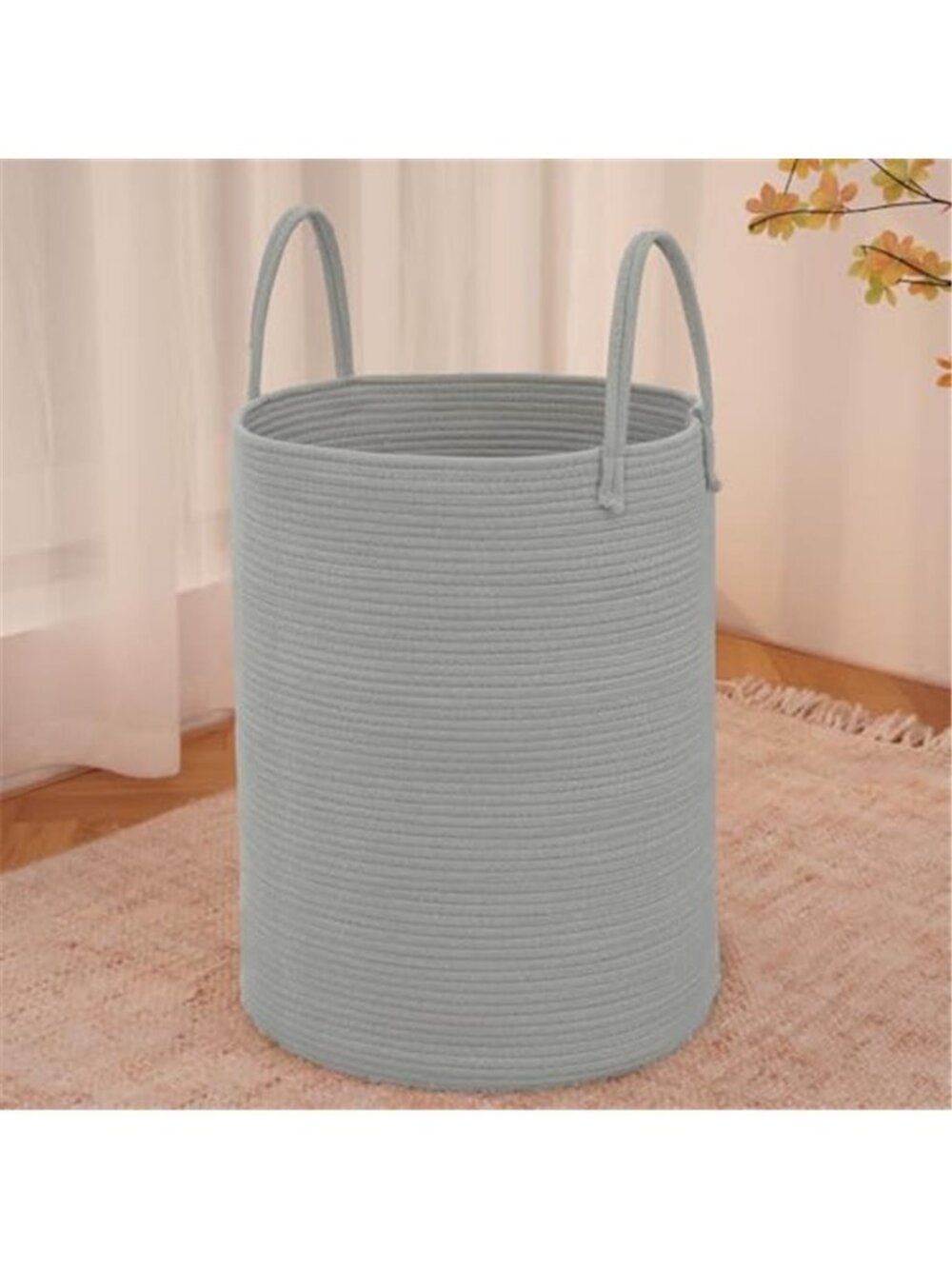 New 60L Cotton Rope Laundry Basket Hamper, Grey